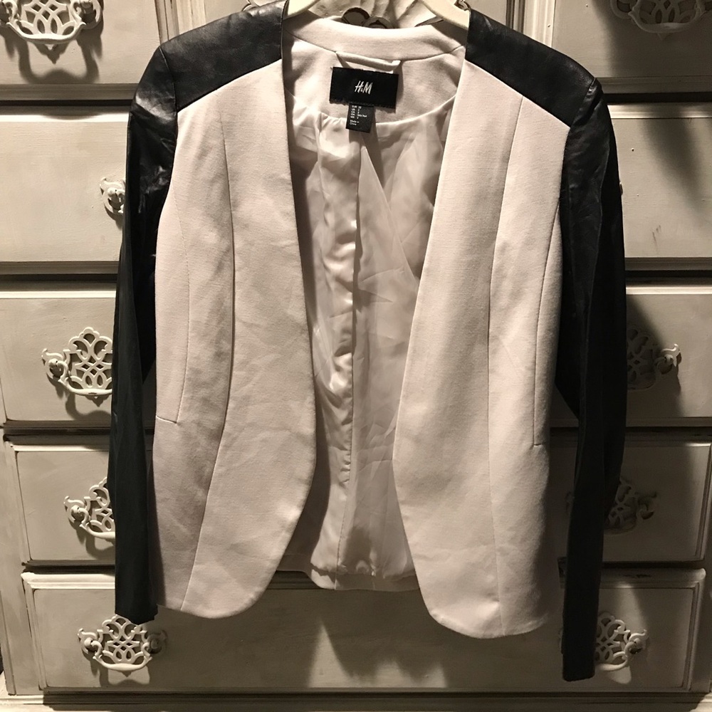 H&M blazer leather arms brand new